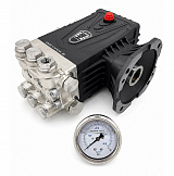 Плунжерный насос высокого давления TOR SJFX1525C — 250 бар, 900 л/ч, полый вал 28 мм, для аппаратов CED550 / CED750, 7,5 кВт, 1450 об/мин, с манометром, межосевое 130 мм